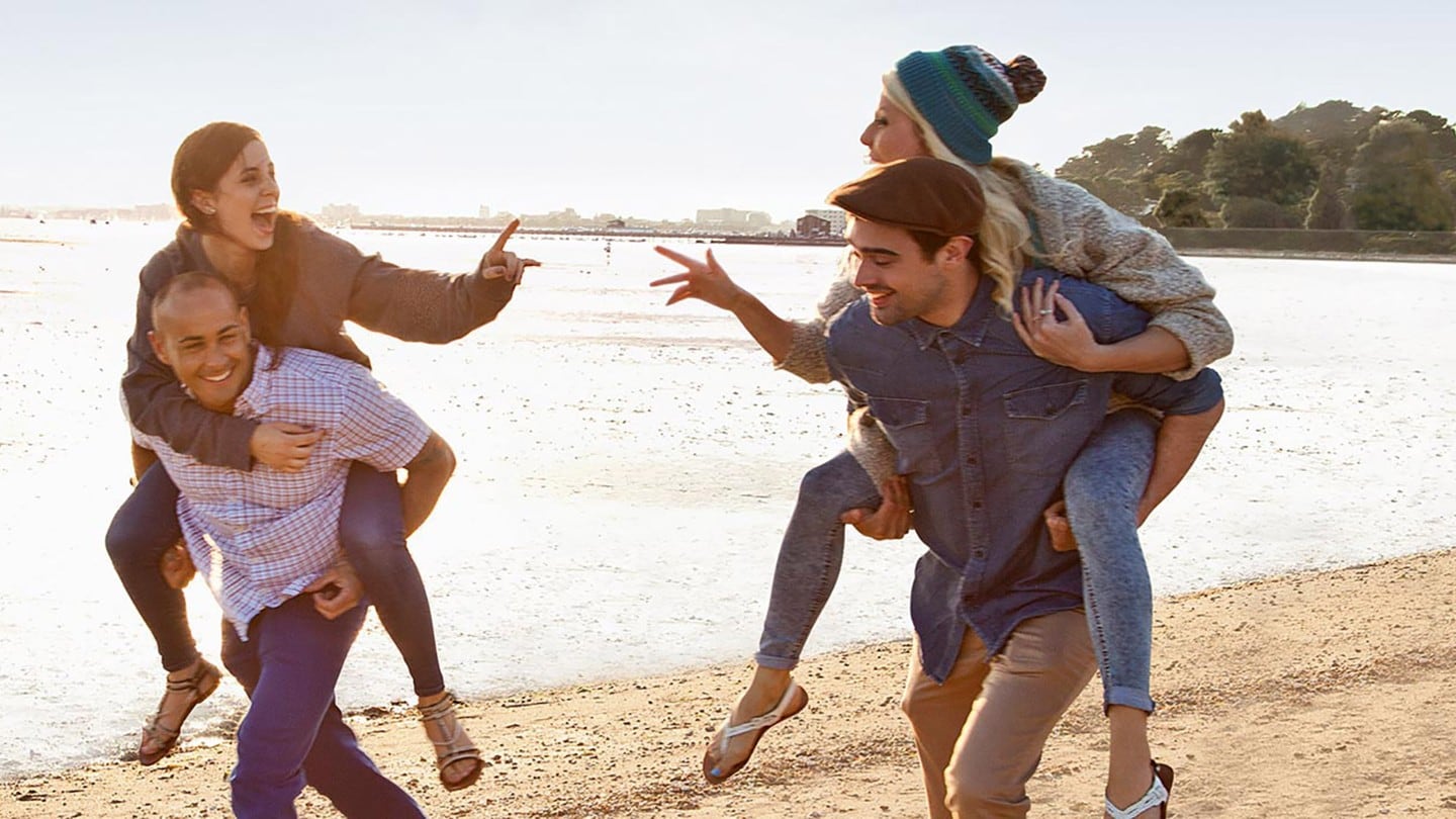 Friends enjoying the sun and beach