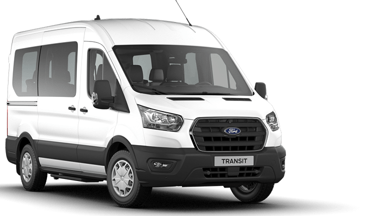 Ford Transit Minibus vista di tre quarti anteriore