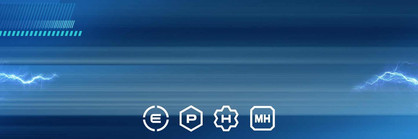 Hybrid Electric blue banner with logos