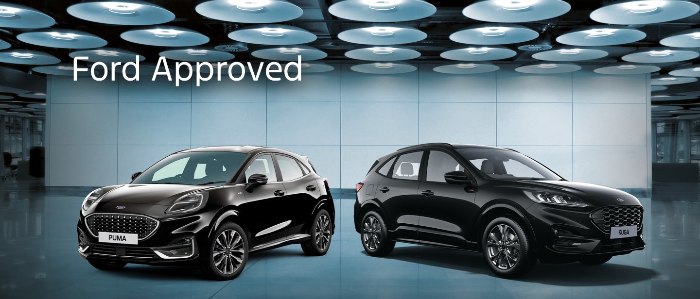 Usato Ford Approved con Ford Puma nera e Ford Kuga nera in promo piano.