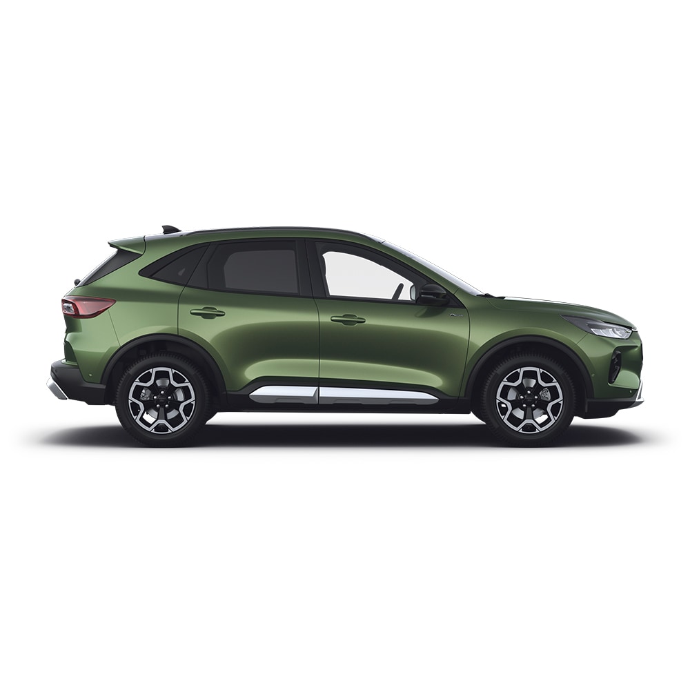 Un'auto ibrida Ford Kuga colore verde.