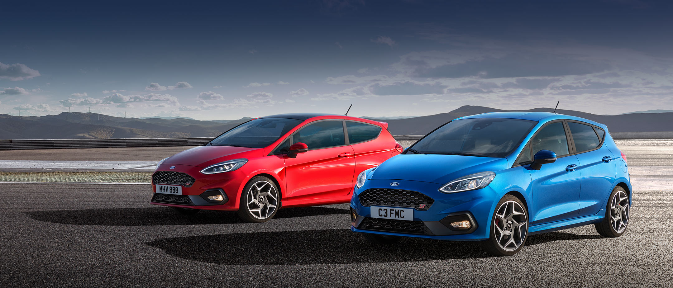 Blue Ford Fiesta ST at the stadium Blue Ford Fiesta ST at the stadium