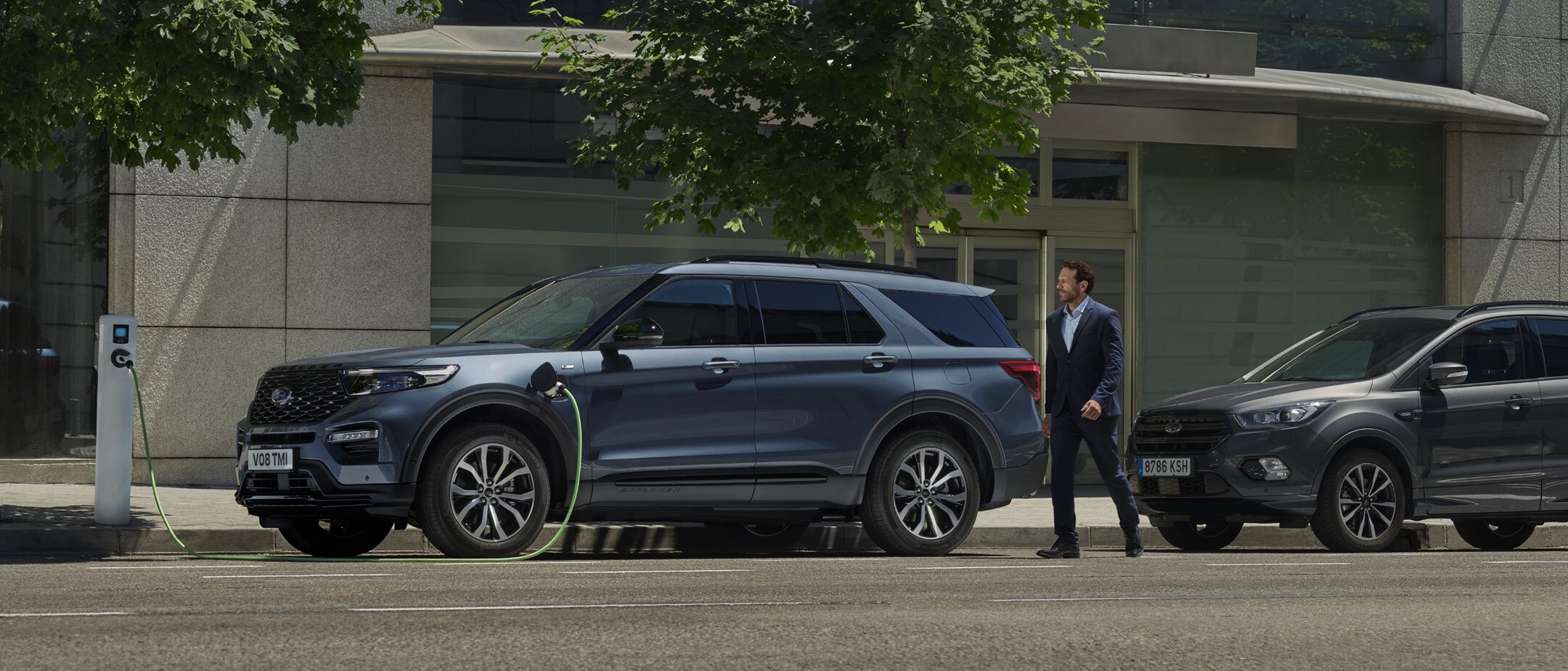 New Ford Explorer PHEV parked and being charged New Ford Explorer PHEV parked and being charged
