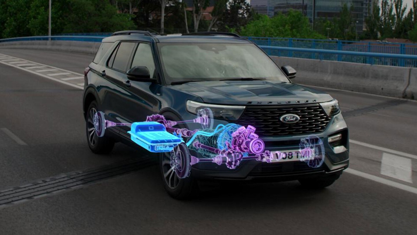 Ford Explorer con diagramma del motore Plug-in Hybrid