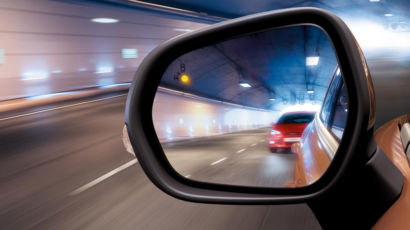 Close-up of a rear view mirror