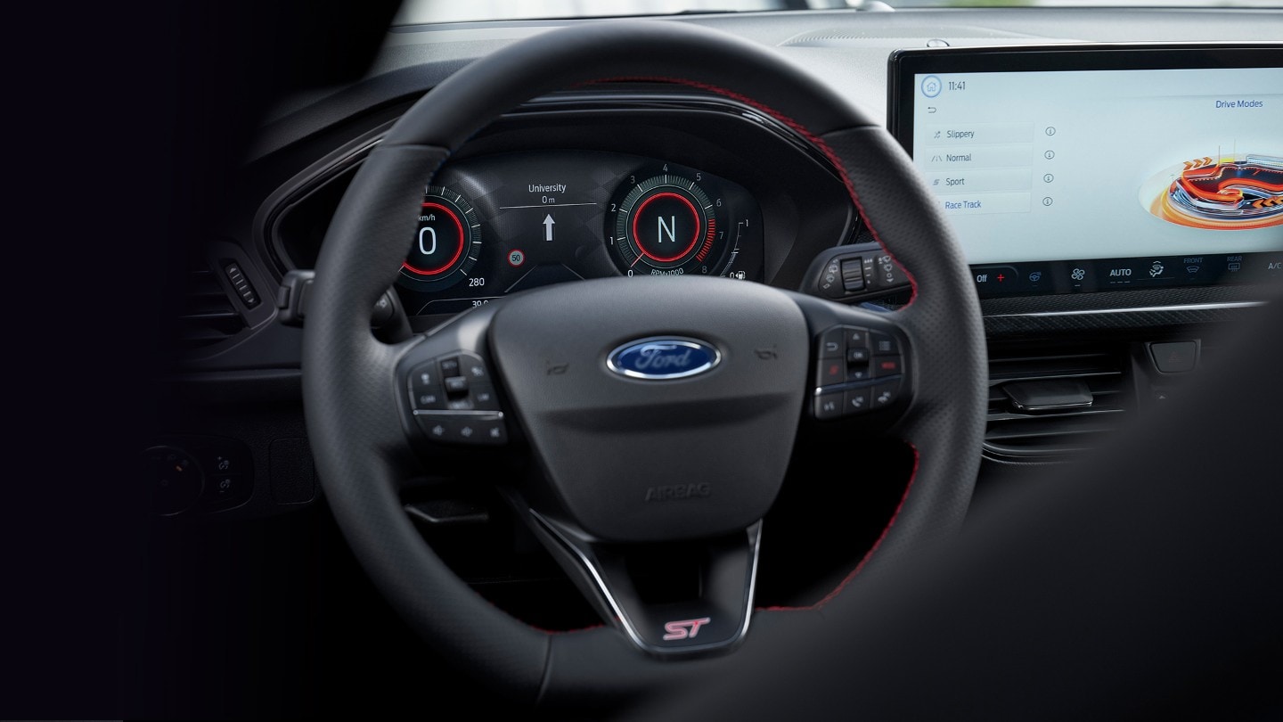 Steering wheel of a Ford Focus ST