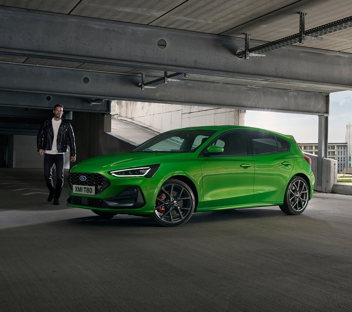 Focus ST parked front three quarter view