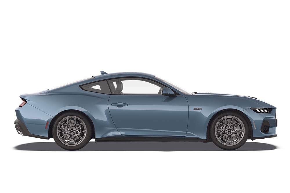 Ford Mustang vapour blue, parte della gamma di performance car Ford.