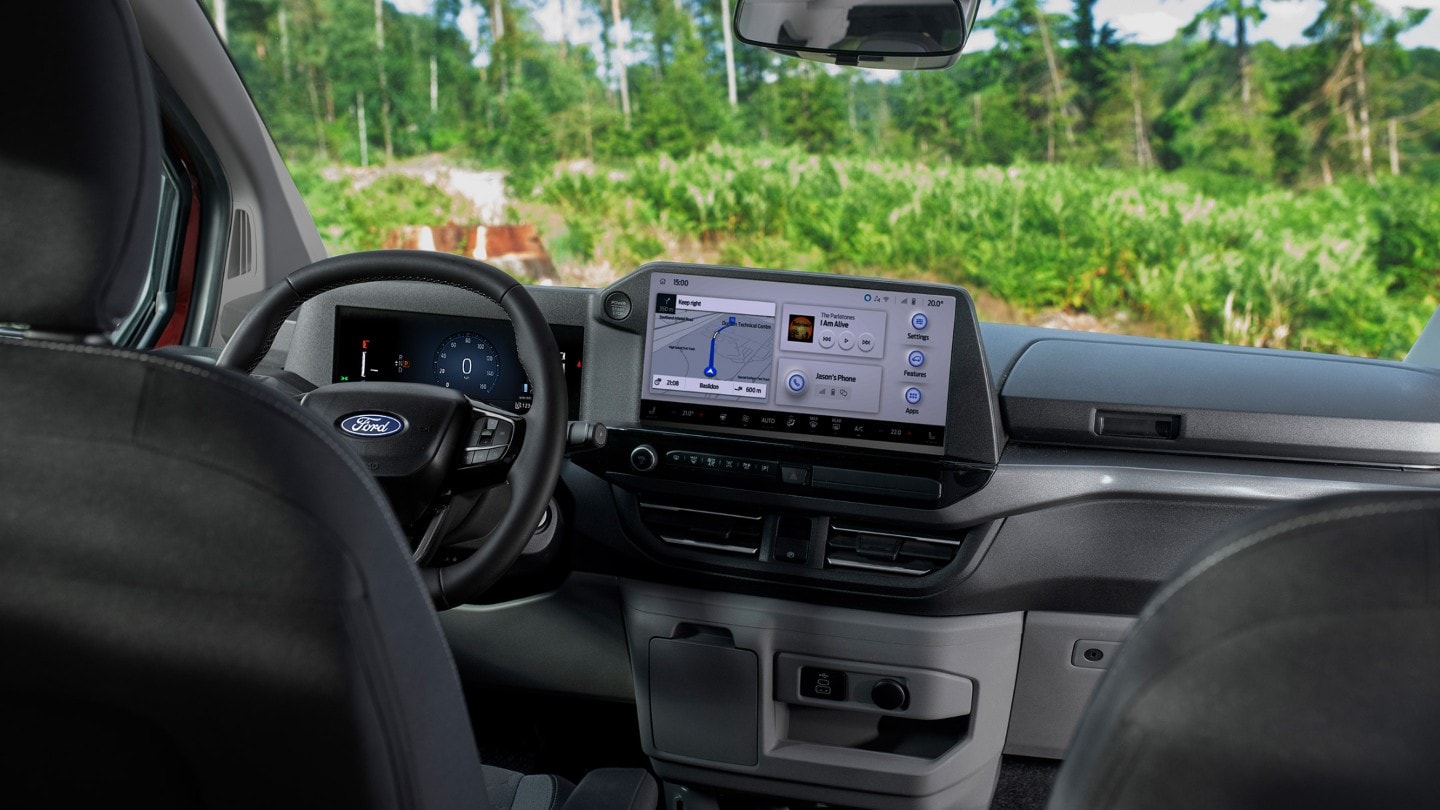 All-New Ford Transit Custom Nugget front dashboard with steering wheel and SYNC 4