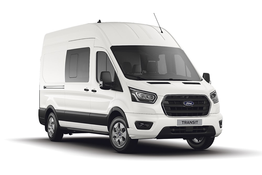 Furgone Ford Transit Combi versione bianca.