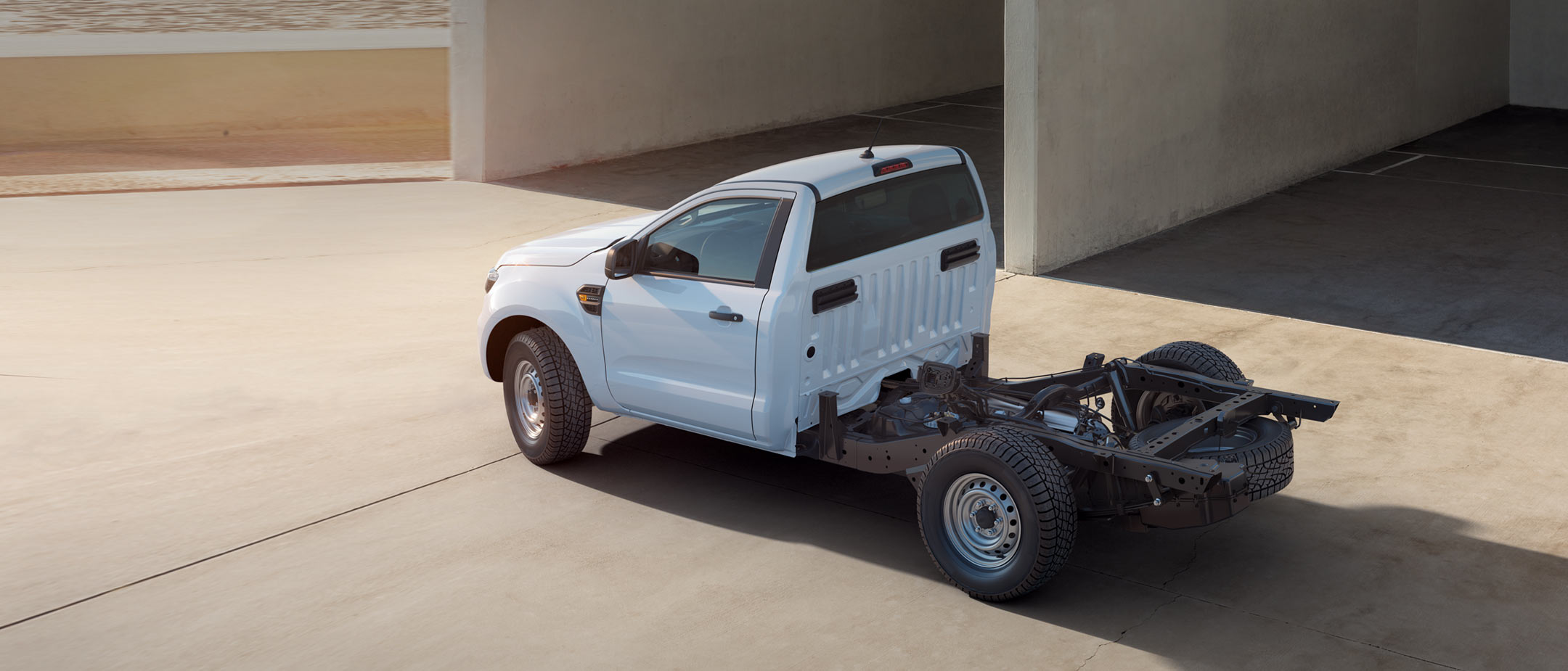 Ford Ranger Chassis Cab in a hall made of concrete