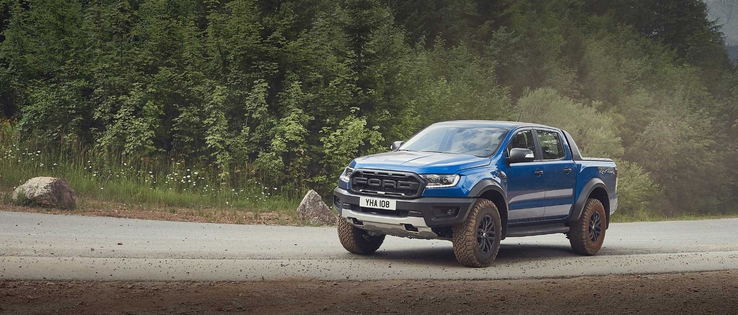 Vista frontale tre quarti del Ford Ranger Raptor Vista frontale tre quarti del Ford Ranger Raptor